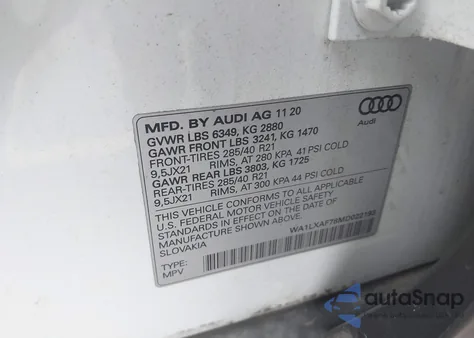 2021 Audi Q7 Premium Plus 55 Tfsi Quattro Tiptronic from USA, damaged, VIN WA1LXAF78MD022193